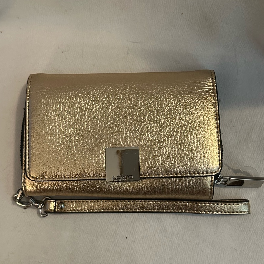 Lodis Metallic Gold Wristlet Clutch - Picture 2 of 6